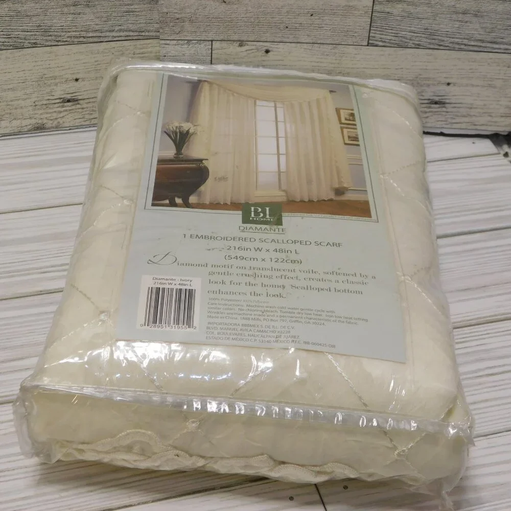 BL HOME DIAMMANNITE SCALLOPPED SCARF WINDOW TREATMENT 216 IN w 48 IN l *